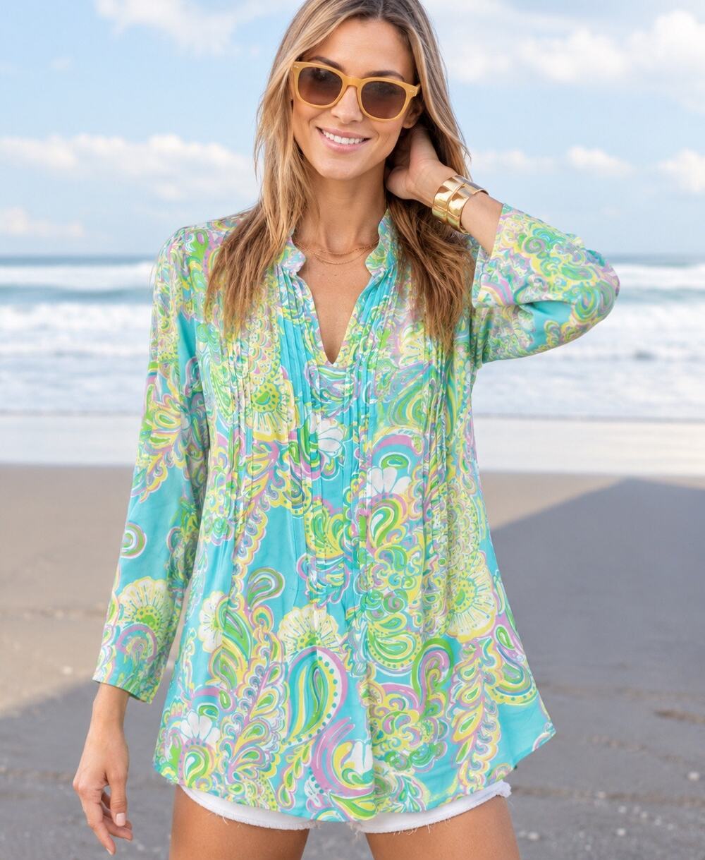 Lilly Pulitzer Sarasota Shorley Double Trouble Paisly Tunic Dress Small
